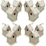 12pcs Unfinished Wood Birdhouses DIY Wooden Bird House for Crafts and Kids Arts Unpainted Bird House to Paint