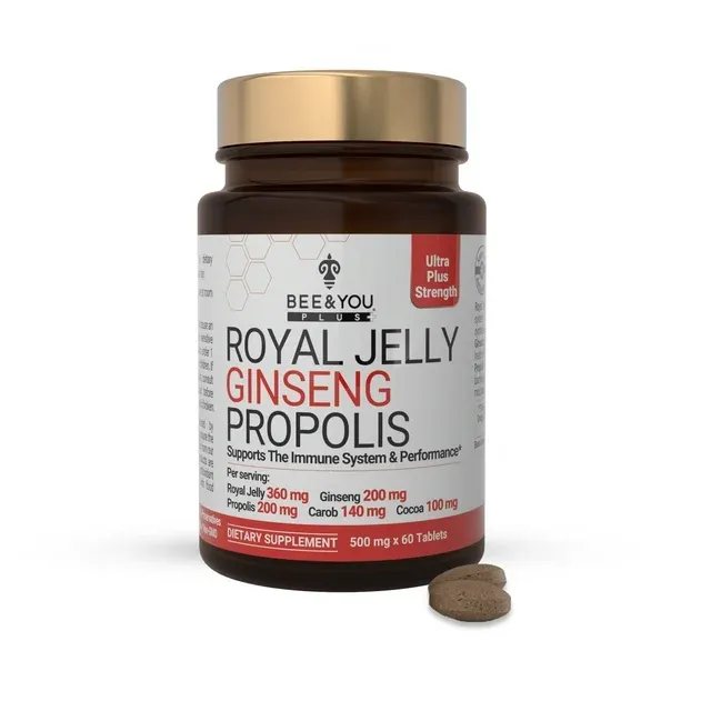 Bee and You Royal Jelly, Ginseng, Propolis Tablets – Ultra Plus Potency No Artificial Flavor No Preservatives No A