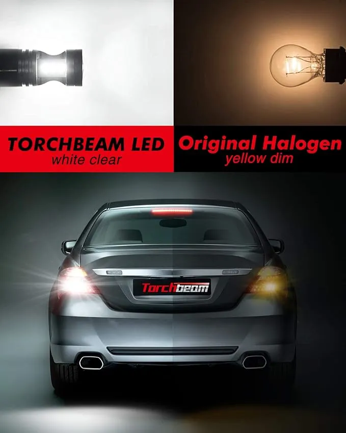 Torchbeam 3157 LED Light Bulbs 3600 Lumens with Projector Error-free For Reverse Back Up Lights DRL Brake Lights Fit 3156 3057 3056 4157 6500K Xenon White（Pack of 2）