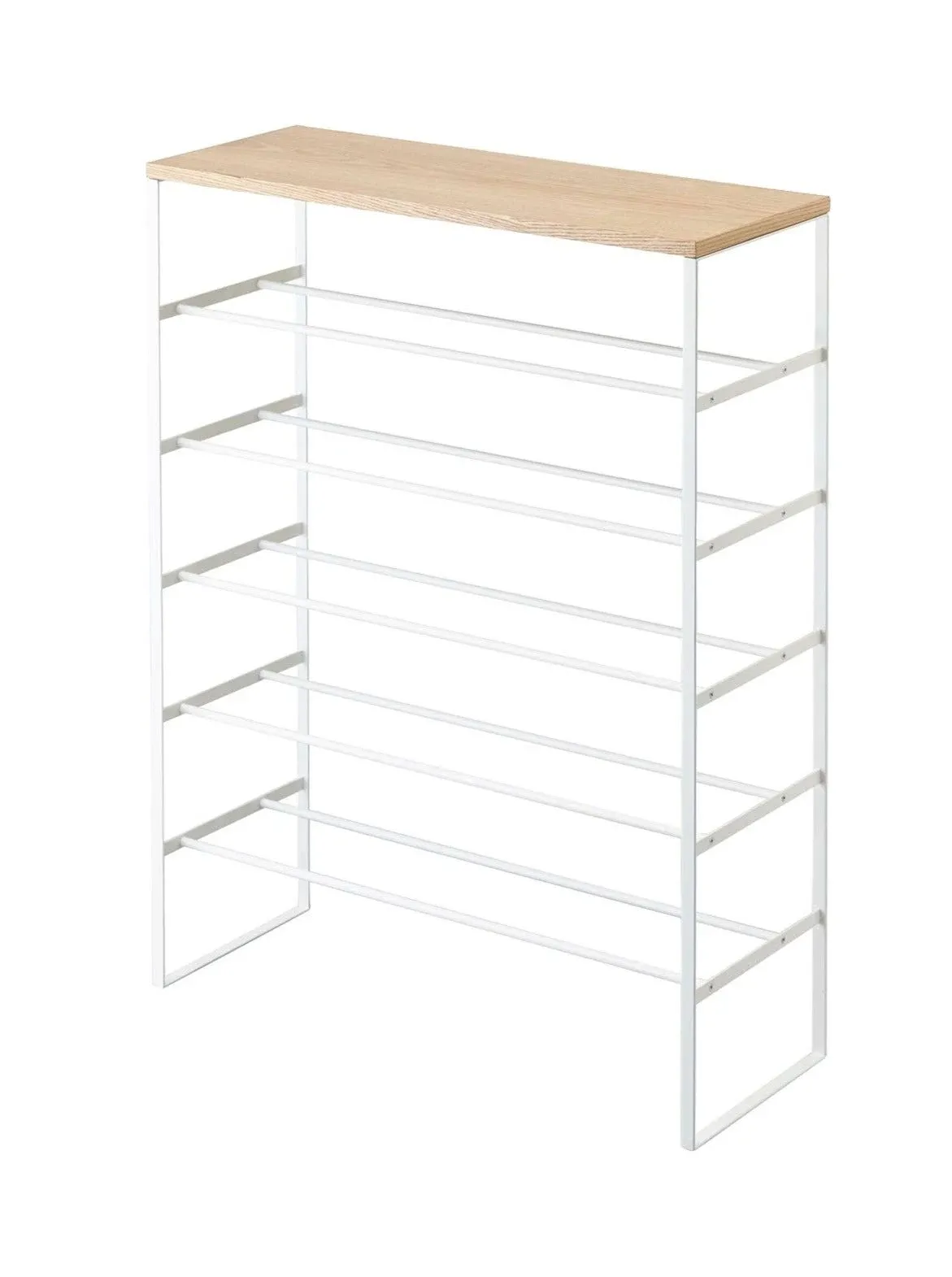 Yamazaki 6-Tier Wood Top Shoe Rack White