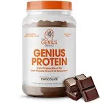 The Genius Brand Genius Protein Powder, Chocolate - Dual Protein Blend with Improved Whey Isolate & Natural Egg White for Lean Muscle Building for Men