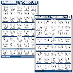 QuickFit 2 Pack Dumbbell Workout Exercise Poster - Volume 1 & 2 - LAMINATED 18" x 24"