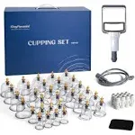 32-Cup Cupping Therapy Set - Professional Chinese Kit with Magnetics Vacuum Pump