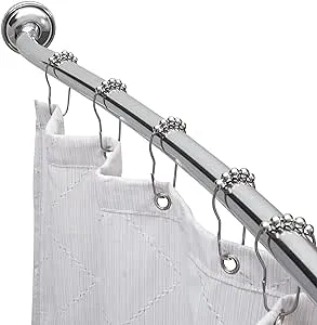 Bath Bliss 44"-72" Adjustable Iron Curved Shower Curtain Rod, Satin Nickel