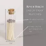 River Birch Decorative Matches in a Bottle with Striker - Cute & Colored Matches - 3 Bottles, Gray Tip, 60 Matches