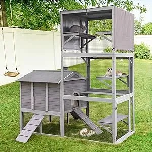 Gutinneen Transformable Catio Outdoor Cat House Large Cat Enclosure Cat Run Two Versions Deformation Cat Catios