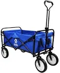 Elevon Heavy Duty Steel Frame Collapsible Folding 150 Pound Capacity Outdoor Camping Garden Utility Wagon Yard Cart, Blue