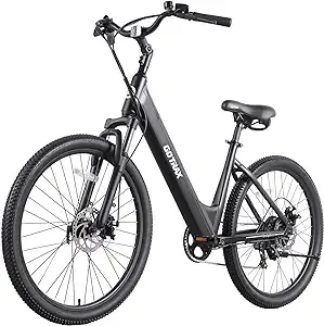 Gotrax 26" Electric Bike, Max Range 30Miles(Pedal-assist1) & 15.5/20Mph Power by 250/350W, 3 Riding Modes & Adjustable Seat, 7-Speed & Front Shock Absorber, Commuter Electric Bicycle for Adults