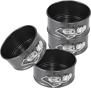 HIWARE 4-Inch Mini Springform Pan Set - 4 Piece Small Nonstick Cheesecake Pan for Mini Cheesecakes, Pizzas and Quiches