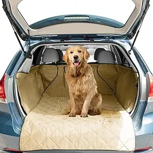 Frontpet Large Adjustable Padded Quilt Interior SUV Cargo Cover Pet Liner, Tan