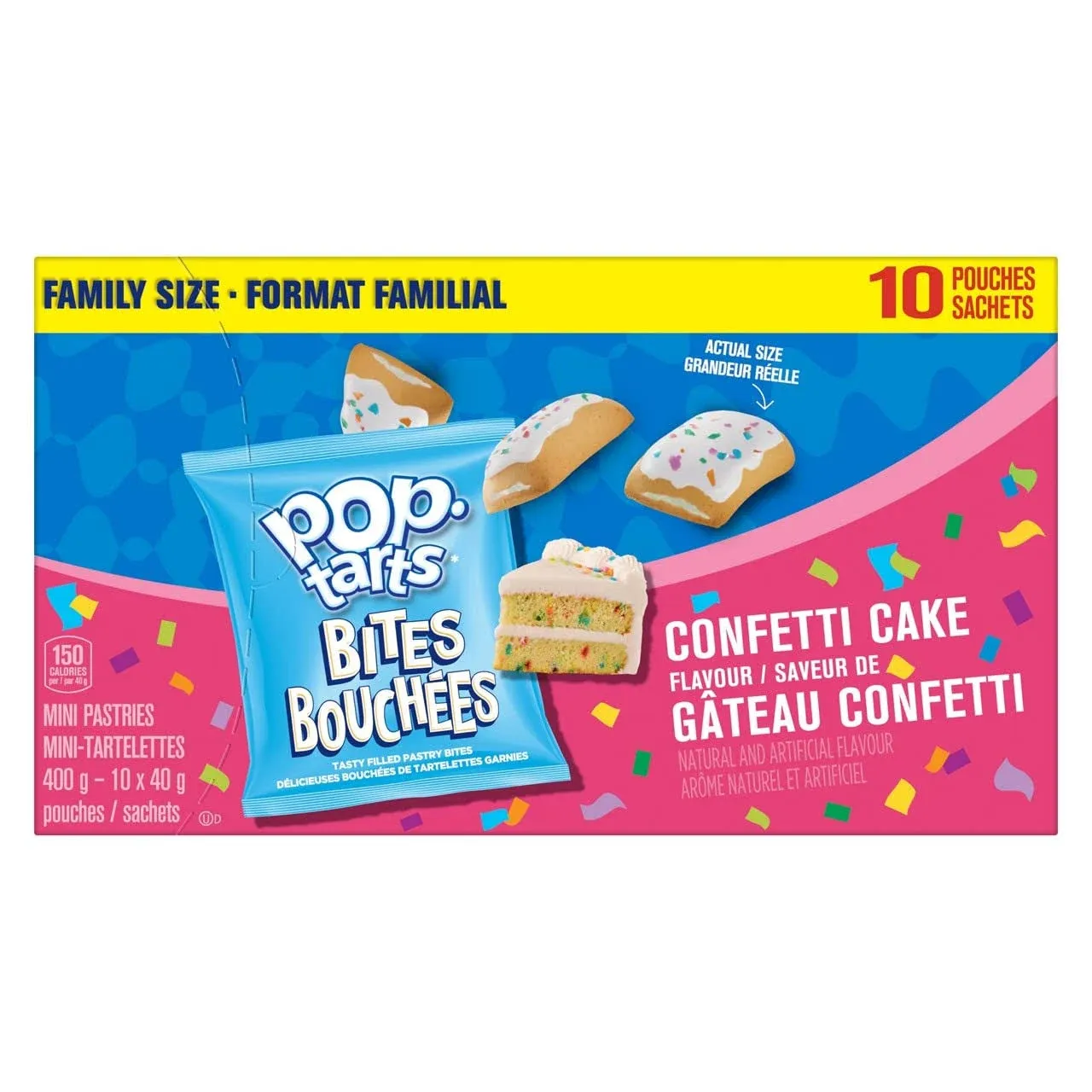 Kellogg&#039;s Pop-Tarts Bites, Mini Pastries Confetti Cake Flavour, 10 pouches, 400g