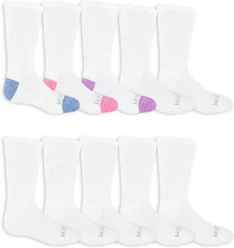 Fruit of the Loom Girls' 10-Pack Everyday Active Sport Crew Socks