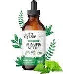 Wild & Organic Stinging Nettle Tincture - Stinging Nettle Root Extract Drops - Nettle Root Herb Tincture - Vegan, Alcohol Free Supplement - 4 fl oz