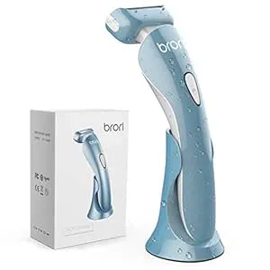 brori Electric Razor for Women - Womens Shaver Bikini Trimmer Body Hair Removal for Legs and Underarms Rechargeable Wet and Dry Painless Cordless with LED Light, Blue