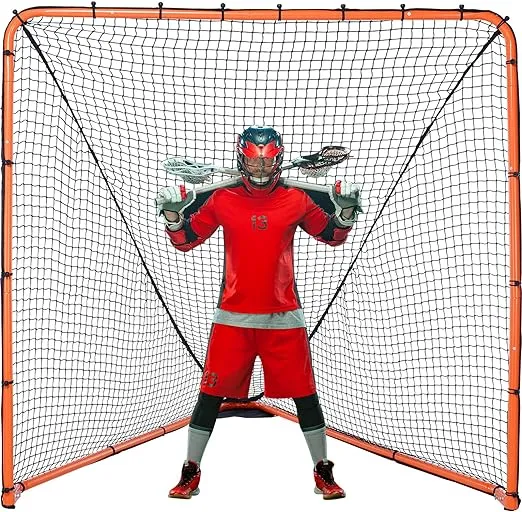 VEVOR Lacrosse Goal, Lacrosse Net, Portable Backyard Lacrosse Training Equipment, Steel Frame Training Net, Quick & Easy Setup Lacrosse Goal, Perfect for Youth Adult Training, Orange