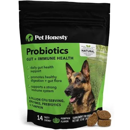 PetHonesty Digestive Probiotics Pumpkin Flavored Soft Chews Probiotics Supplement for Dogs, 14 Count