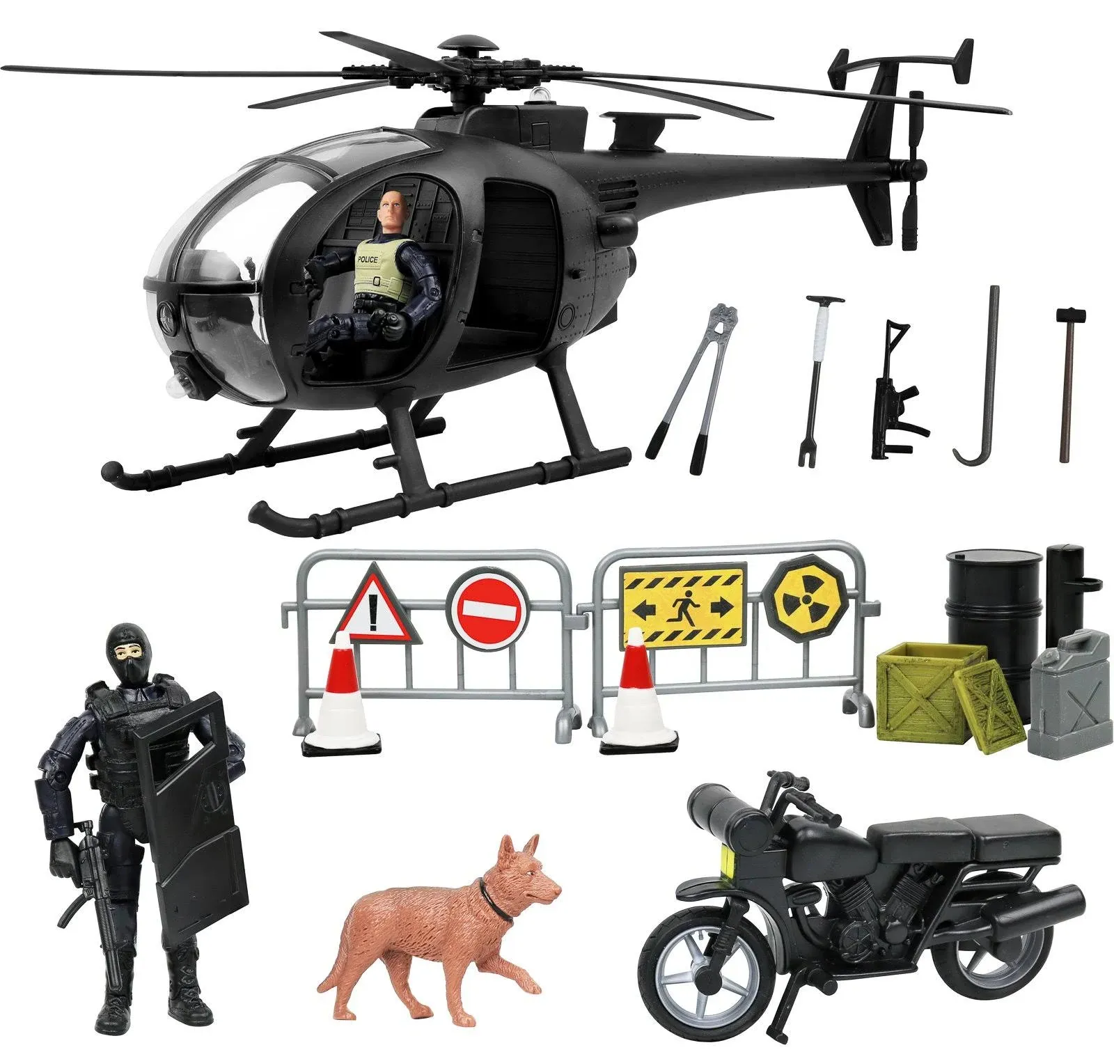 Click N’ Play SWAT Elite Rescue Helicopter 26 Piece Set Kid Toy 1:18 like gi joe