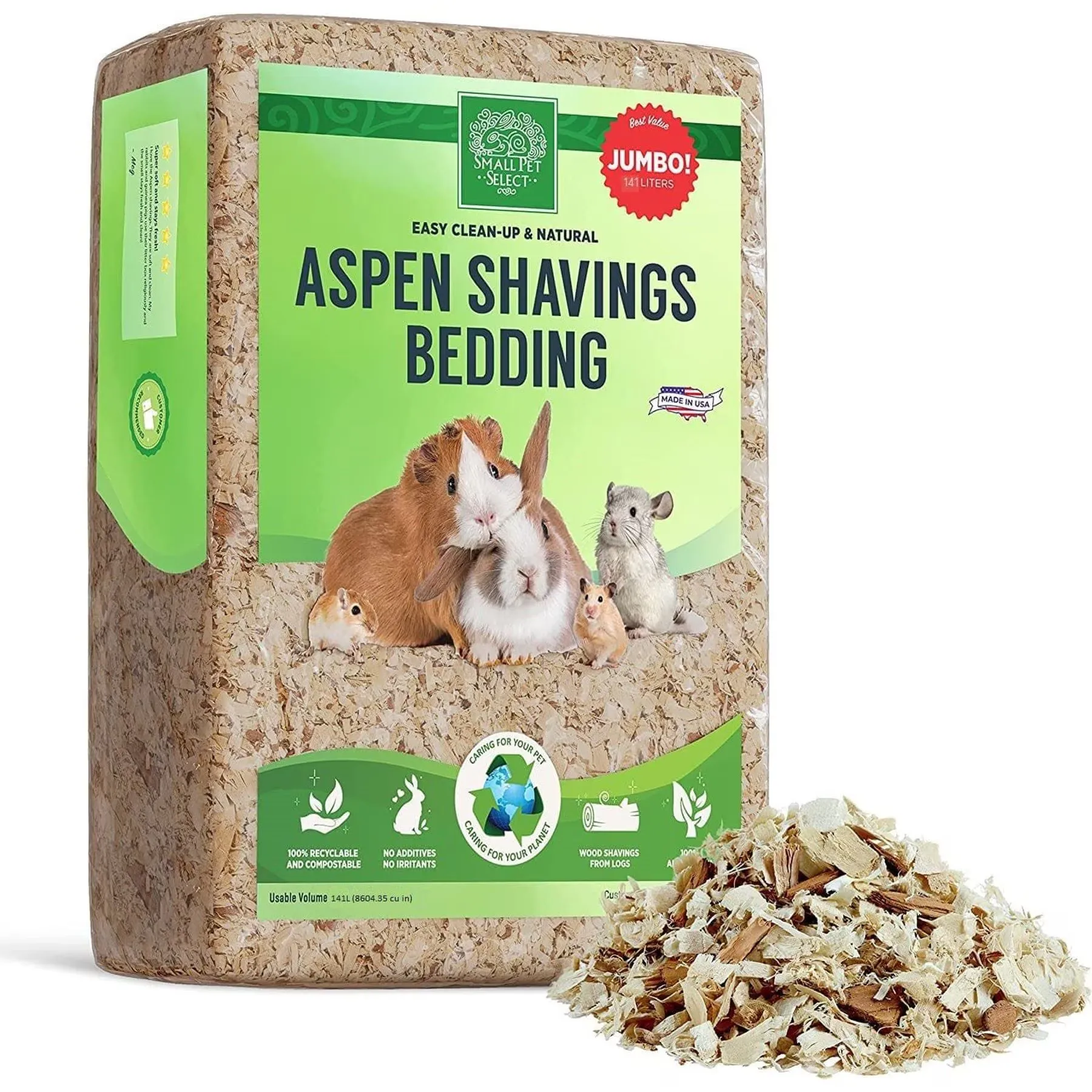 Small Pet Select Jumbo Aspen Bedding, 113L