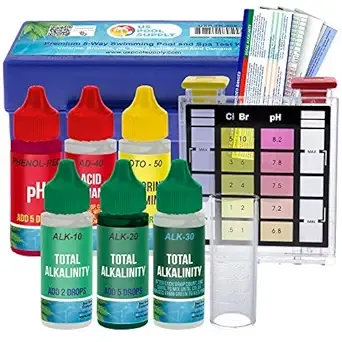 U.S. Pool Supply Premium 5-Way Swimming Pool & Spa Test Kit - Tests Water for pH, Chlorine, Bromine, Alkalinity and Acid Demand - Maintain Properly Balanced Chemical Levels, Algae Sanitizer Indicator