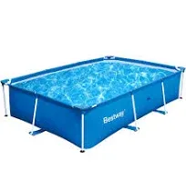 Bestway Steel Pro 8.5 Feet x 67 Inch x 24 Inch Rectangular Steel Frame Above Ground Outdoor Backyard Swimming Pool, Blue (Pool Only)