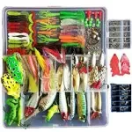 Topconcpt 275pcs Freshwater Fishing Lures Kit Fishing Tackle Box with Tackle Included Frog Lures Fishing Spoons Saltwater Pencil Bait Grasshopper Lures for Bass Trout Bass Salmon