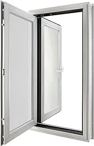 Aluminum Alloy White House Window,Casement Window,5 mm Reinforced Glass,with Removable Yarn Mesh and Key Lock,19.1 x 37.2 x 4.1 inch