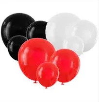 100 Red Black and White Balloons Small & Large Red and Black Balloons Party Decorations Supplies Pack for Deadpool Birthday