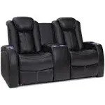 Seatcraft Omega Leather Gel Home Theater Power Recline Loveseat - Black