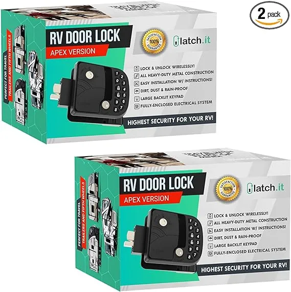 LATCH.IT Rv Door Lock Keyless Entry | Mini Rv Keyless Entry Door Lock | All Metal Locks for RV Doors | Keyless RV Door Lock | Fits Door w/ 2.75" x 3.75" Door Lock Hole & Full-Size Windows