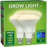 LED Grow Light Bulb, Briignite BR30 Grow Light Bulbs, Full Spectrum Grow Light Bulb 12W, 120W Equivalent, E26 Plant Light Bulbs, Grow light for Indoor Plants, Seedlings, Greenhouse, Hydroponic, 4 Pack