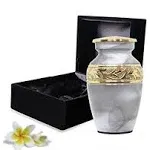 Cremation Urn for Human Ashes - Funeral Urn for Ashes Men & Women - Handcrafted Memorial Urns Male & Female - Honor Your Loved One with Burial Urns for Human Ashes (White, Small)