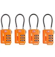 TSA Approved Cable Luggage Locks, Re-settable Combination with Alloy Body