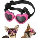 Lewondr Small Dog Sunglasses UV Protection Goggles Eye Wear Protection with Adjustable Strap Doggy Heart Shape Anti-Fog Sunglasses for Pet Dogs Sun