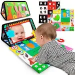 Tummy Time Baby Mirror Toys with Black &amp; White Pattern Activity, Play Crinkle