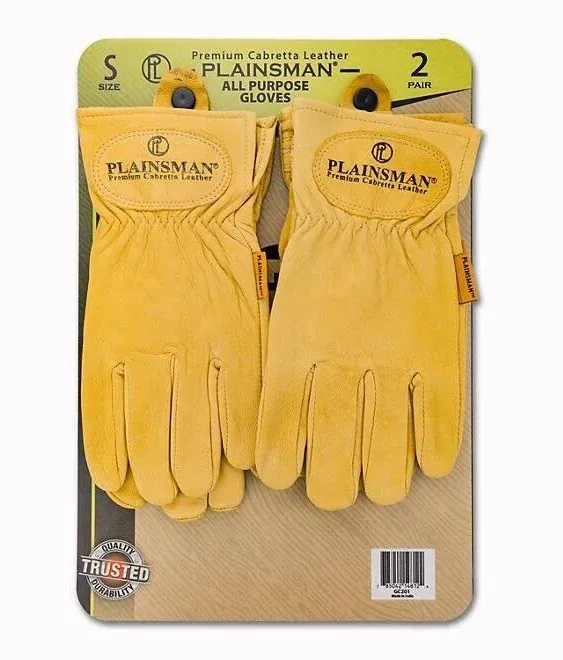 Plainsman Premium Cabretta Tan Leather Gloves, 2 Pairs