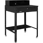 Global Industrial 319355BK Flat Surfaced Shop Desk w/ Pigeonhole Riser, 34-1/2"W x 30"D, Black