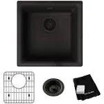 Elkay ELG1616BK0C Quartz Classic 15-3/4" x 15-3/4" x 7-11/16", Single Bowl Dual Mount Bar Sink Kit, Black