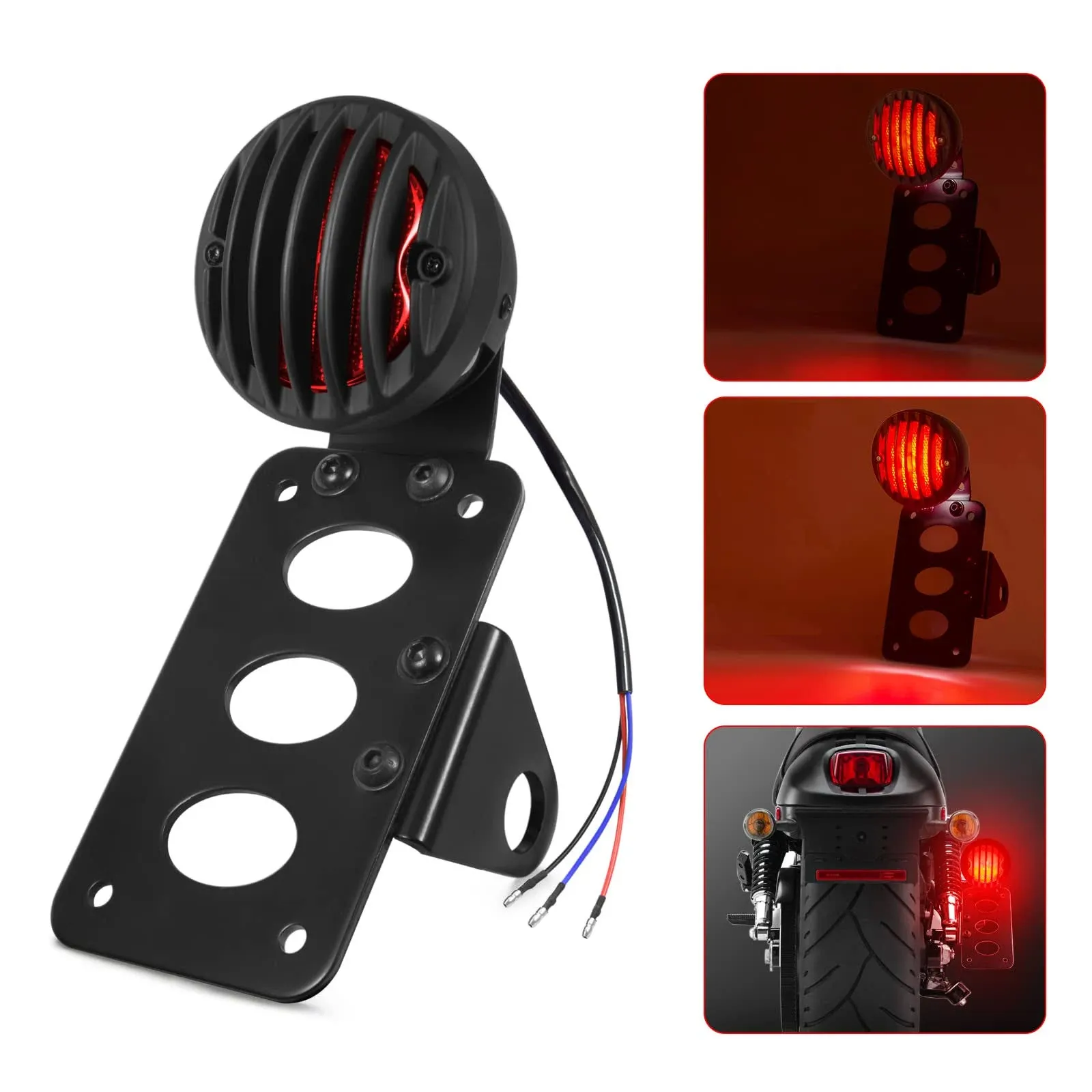 Amazicha 1" Motorcycle LED Tail Brake Light with Bracket, IP67 Waterproof Motorcycle Side Mount License Plate Rear Light Compatible for Harley Sporster Bobber Chopper Yamaha Suzuki Honda Kawasaki