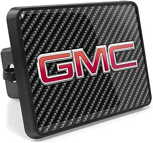 GMC Logo UV Graphic Carbon Fiber Look Metal Face-Plate On ABS Plastic 2 Tow Hitch Cover