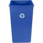 Rubbermaid Commercial FG395973BLUE Untouchable 50 Gallon Plastic Square Recycling Container - Blue