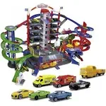 DICKIE TOYS: Majorette Super City Garage Playset with 6 Die-Cast Cars, Parkin...