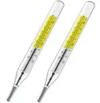 2pcs Glass Thermometer Mercury Free Clinlic Thermometer Traditional Thermometer Dual Scale Mercury Free C&F 2PK