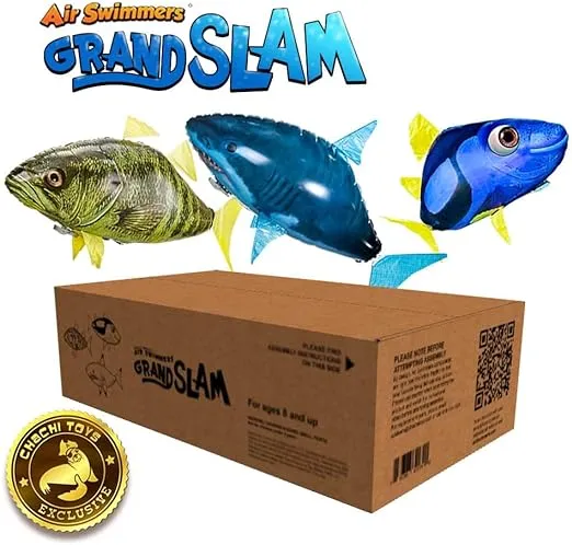 William Mark Air Swimmers Grand Slam Official 3-Pack: Remote Control Flying Shark, Bass Fish, and Regal Tang