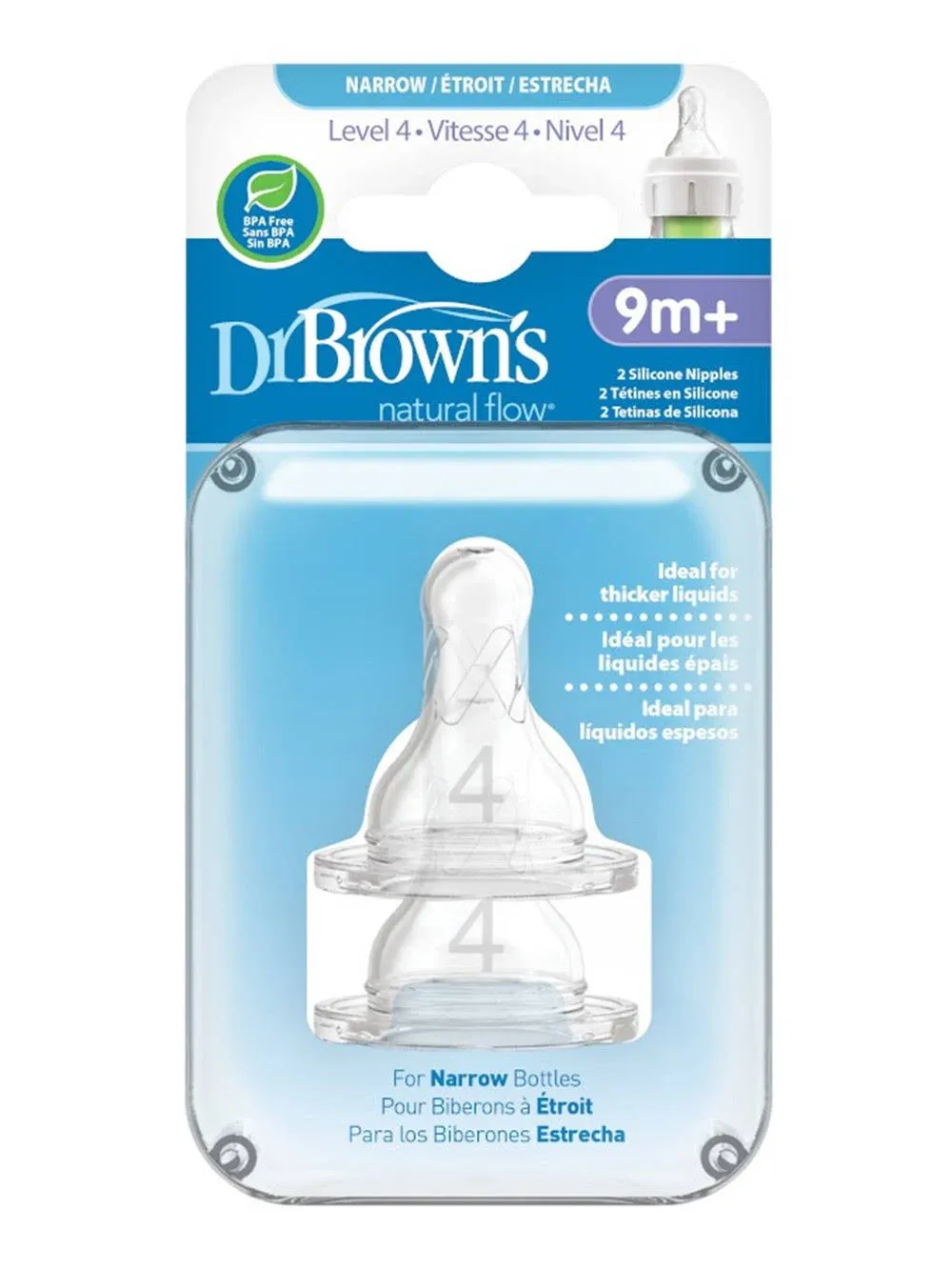 Dr. Brown&#039;s Natural Flow 2-Pack Level Four Silicone Nipples - white, one size