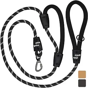 6 Foot Dog Leash, Two Extra Padded Handles, Heavy Duty No Pull Rope Lead, Lockable Carabiner Clip, Reflective for Night Safety, Durable for Training, Walking, Running (Medium to Large Dogs)