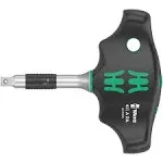 Wera 05023460001 411 A RA T-Handle Adapter Screwdriver with Ratchet Function, 1/4", 45 mm