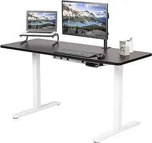 VIVO Electric Height Adjustable 60 x 24 inch Memory Stand Up Desk, Black Solid One-Piece Table Top, Black Frame, Touch Screen Preset Controller, 2E Series, DESK-KIT-2E6B