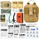 RHINO RESCUE IFAK Trauma First Aid Kit, FSA HSA Eligible, Molle Medical Pouch for Tactical Military Car Travel Hiking (Coyote)