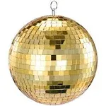 Mirror Ball, NuLink 8" Gold Disco DJ Dance Decorative Stage Lightning Ball with Hanging Ring