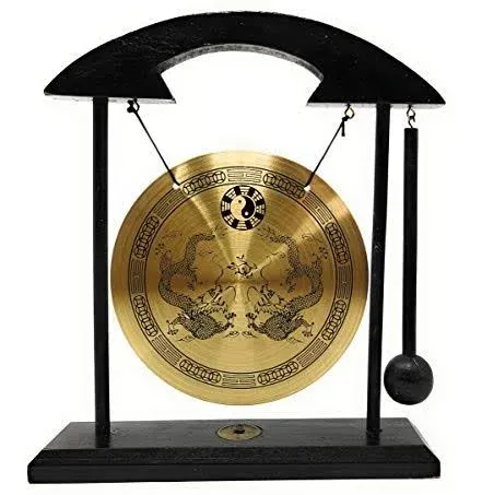 Mose Cafolo Brass Feng Shui Desktop Gong Zen Art Collectible for Home Office Decor